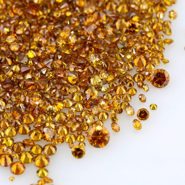 Natural Fancy Deep Yellowish Orange 0.002 CT TO 0.20 Ct. Round Brilliant Mix size. VS-SI
