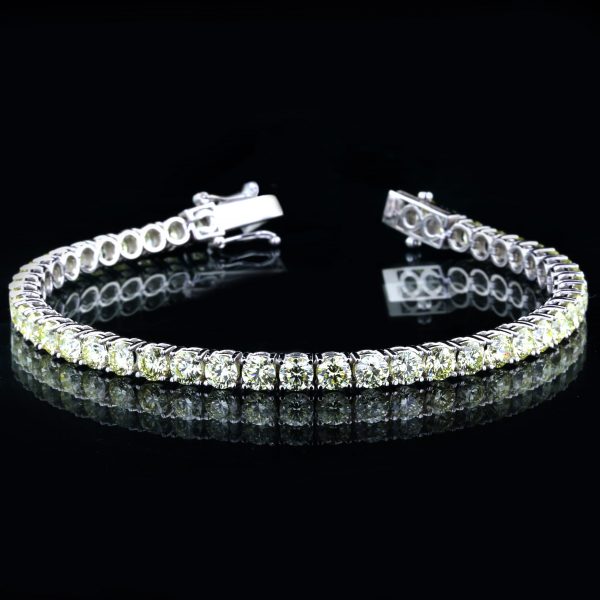 11.18 ct Diamond Tennis Bracelet With Natural Yellow Diamond 18K White Gold