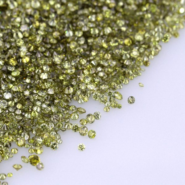 Natural Fancy Intense grayish-greenish Yellow 0.002 ct to 0.08 ct Round Brilliant cut Diamonds. VS-SI