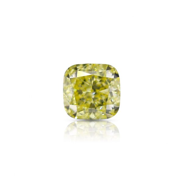 1.33 Ct. Natural Fancy Yellow VVS2 Cushion shape Diamond, EX/VG MED