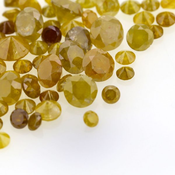 Natural Fancy Brownish Yellow 0.002 CT TO 0.20 Ct. Round Brilliant Mix size. Milky