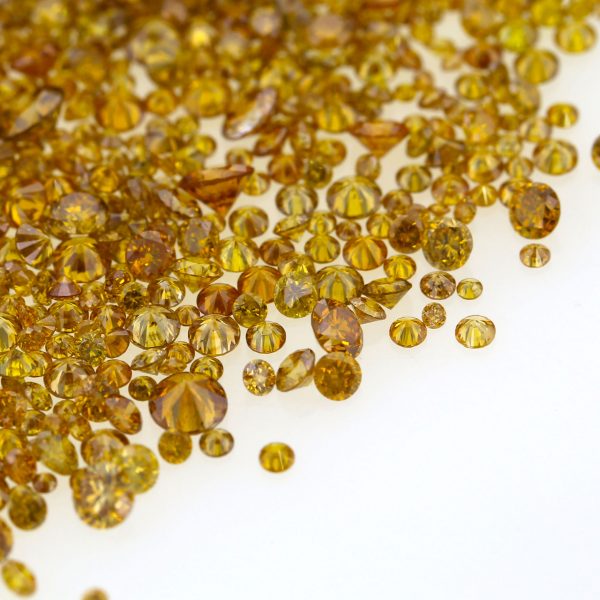Natural Fancy Deep Brownish Orangey Yellow 0.002 CT TO 0.20 Ct. Round Brilliant Mix size. SI