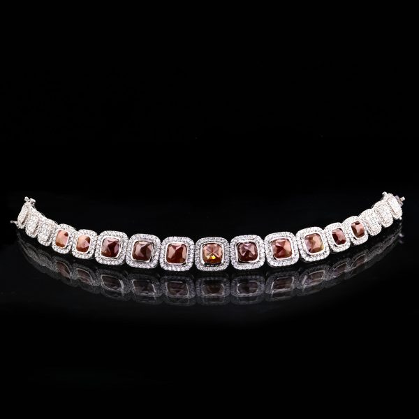 20.00 CT DIAMONDS, Designer Bracelet With Natural reddish Brown Diamond 18K White Gold