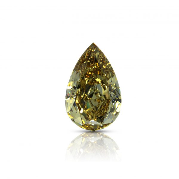 4.34 Ct. Natural Fancy Brownish Yellow VVS2 Pear Shape Diamond. GIA Certified