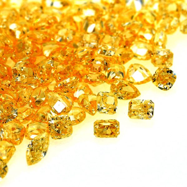 Natural Fancy Vivid-Deep Orange Yellow Fancy shape diamond 0.25 ct and 0.60 ct sizes. VVS-VS-SI