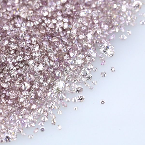 Natural Fancy Light Pinkish Purple 0.002 ct to 0.08 ct Round Brilliant cut Diamonds.
